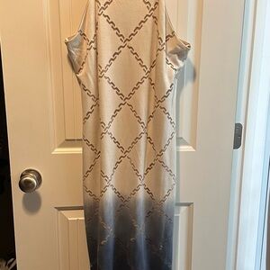 a.n.a Elegant Beige and Cream Patterned Dress